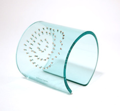 Armband Flower, silver dots clear aqua, 60 mm