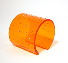 Armband Silver dots, orange 60 mm