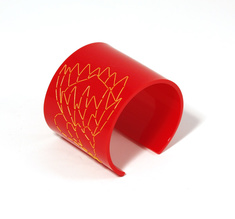 Armband Stitched, röd Protea, 60 mm