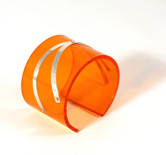 Armband Silver strips, orange 50 mm
