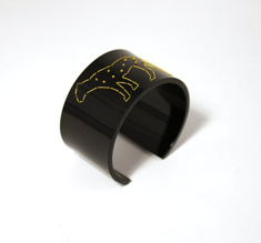 Armband Stitched, svart Leopard 40 mm