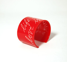 Armband Stitched, röd "Life is short love is forever", 50 mm