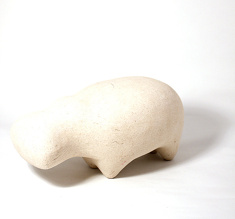 Hippo, vit papier maché