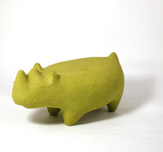 Rhino, lime papier maché
