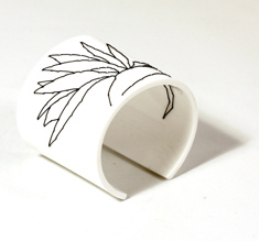 Armband Stitched, vit Strelitzia, 60 mm