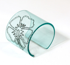 Armband Stitched Hibiscus, clear aqua 60 mm
