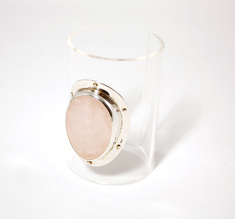 Armband genomskinligt med rosa sten, 80 mm